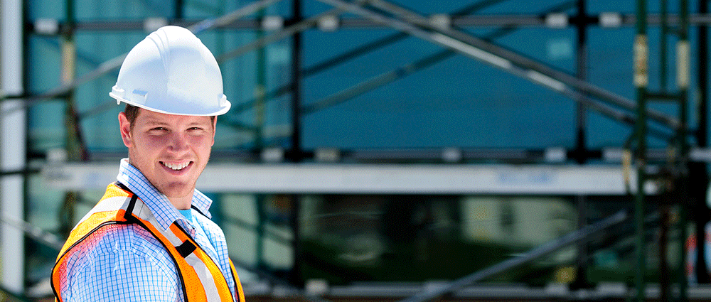 Glenform Construction Ltd. Engineer, wearing a hard hat.