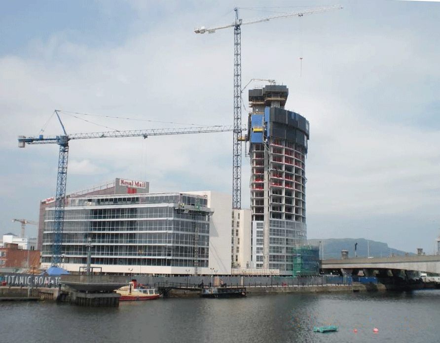 Obel apartment building, Belfast, under construction.