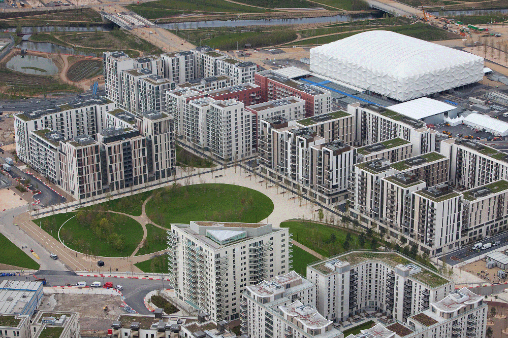 Aerial view of the Olympic Village, London 2012.